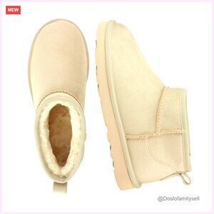 Women's Faux Fur Lined Ankle Boots Slip On Winter Snow Booties